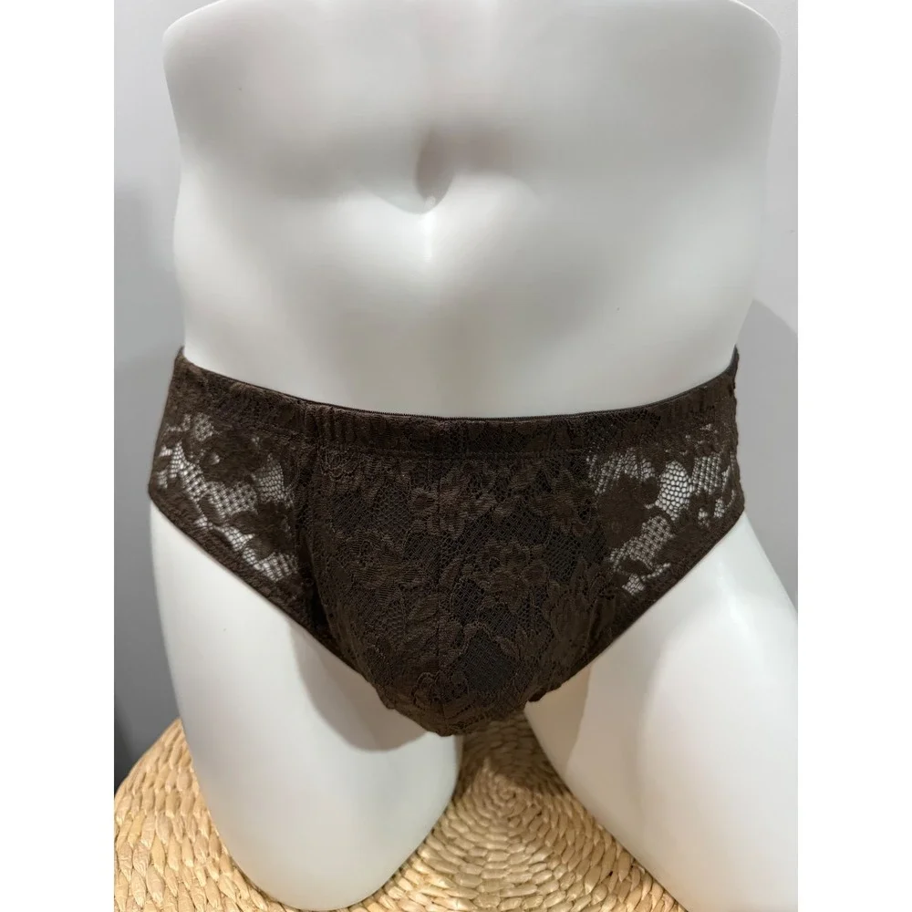 Cosabella Never Say Never Men's Lace Brief Brown Micro Sexy & Comfortable L